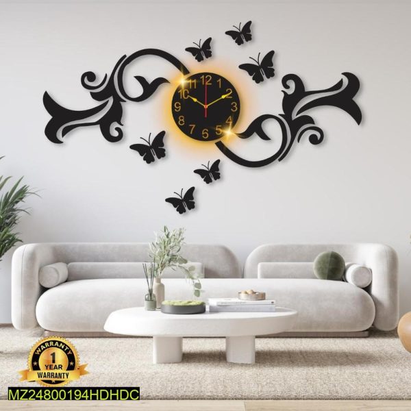 Butterfly Design Wall Clock with Backlight