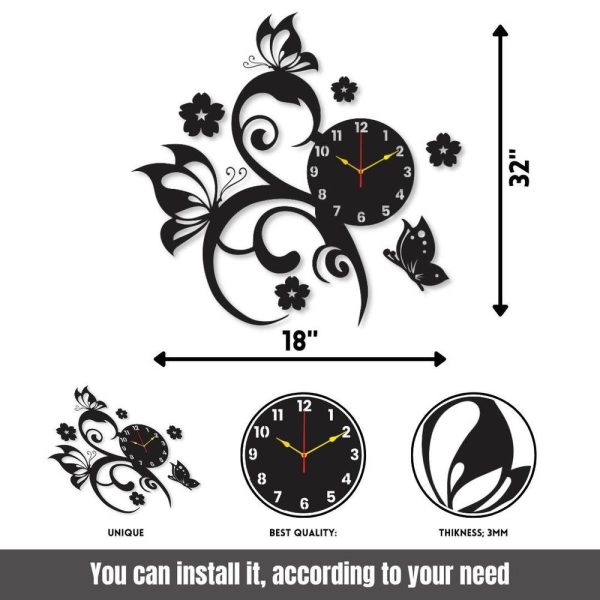 Flower Butterfly DIY Wall Clock