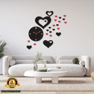 Stylish 3D Heart Design MDF Wooden Wall Clock