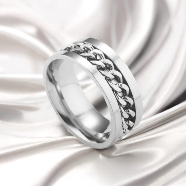 Silver Chain Spinner Design Mood Ring