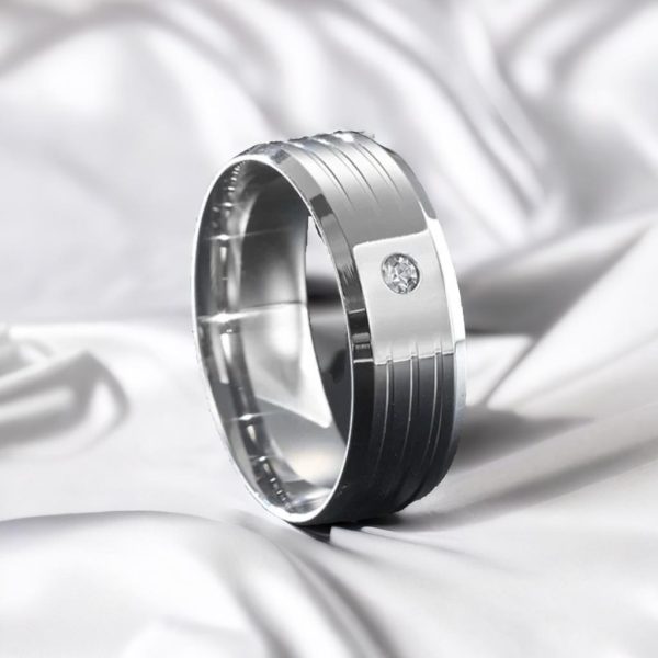 Silver Zircon Stainless Steel Ring for Men/Women – Hypoallergenic & Durable
